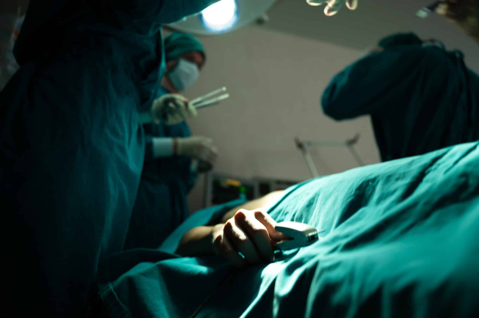 professional surgery team in the operating room, urgent surgery