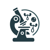 transparent_microscope_icon Medical icon representing urological research with a microscope and kidney symbols.